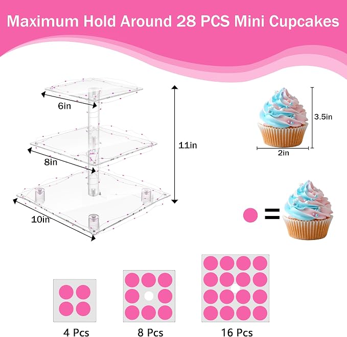 YestBuy 3 Tier Square Cupcake Stand - Image 5
