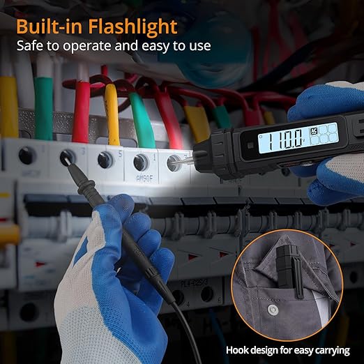 Neoteck 2 in 1 Pen Type Digital Multimeter Voltage Tester 4000 Counts Intelligent TRMS Multimeter Non-Contact Voltmeter for Testing AC/DC Voltage Resistance Continuity Capacitance Diode Live Wire