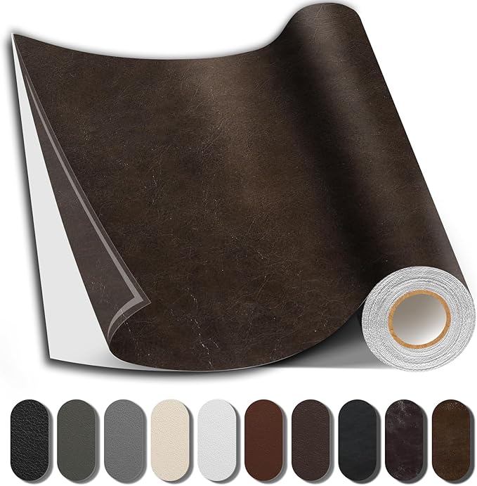 Leather Repair Patch, 35X79 inch Strong Sticky Repair Patch Self Adhesive Waterproof, DIY Large Leather Patches for Couches, Furniture, Sofa, Car, Chair (DBrown, 35X79 inch)
