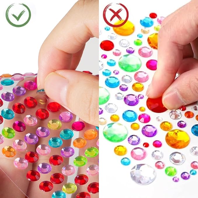 1200+pcs 6~15mm Self-Adhesive Gem Stickers Various Shapes and Colors - Image 4