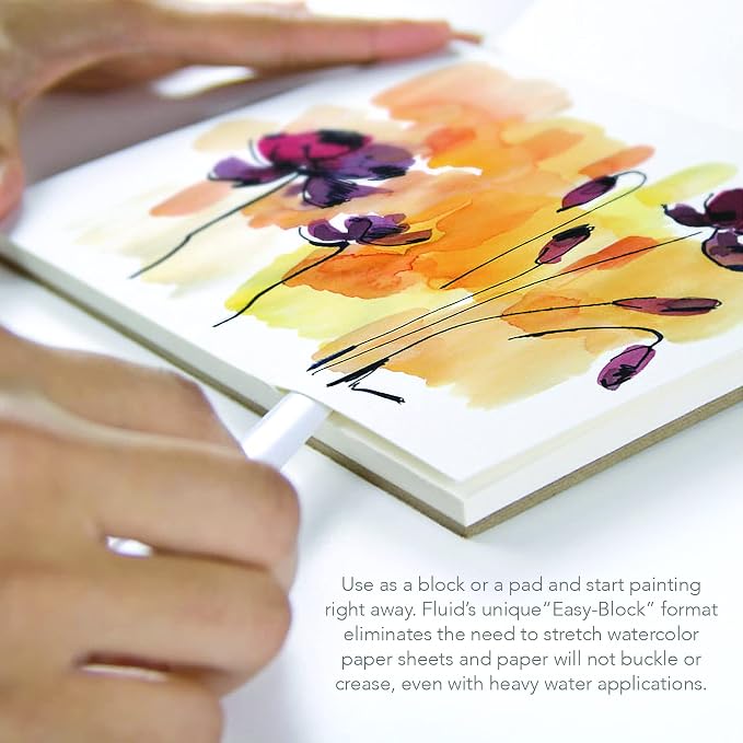 Fluid Watercolor Paper Block, 12 x 12 inches, 15 Sheets, 140 lb Cold Press Pad - Image 3