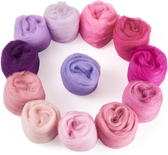 FASHEWELRY 2.12 oz Wool Roving for Needle Felting Kit 12 Colors Felting Wool - Image 7