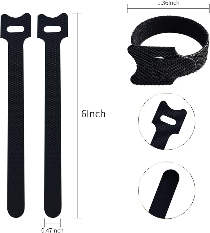 100 PCS 6 Inches Black Reusable Cable Ties, Adjustable Cord Straps, Cable - Image 2