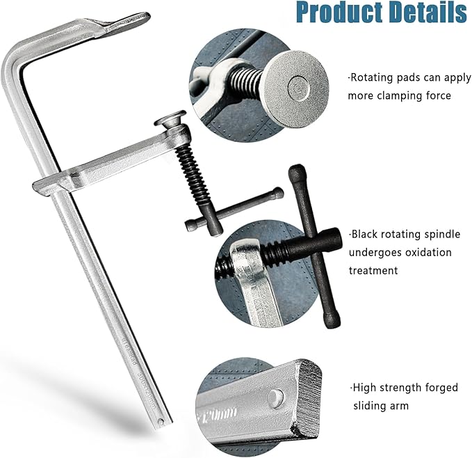 4-Pack 12-Inch Heavy-Duty F-Clamps for Welding, Woodworking & Metalworking – 1320 lbs Load Capacity, 4-3/4 Inch Throat Depth, All-Steel Construction