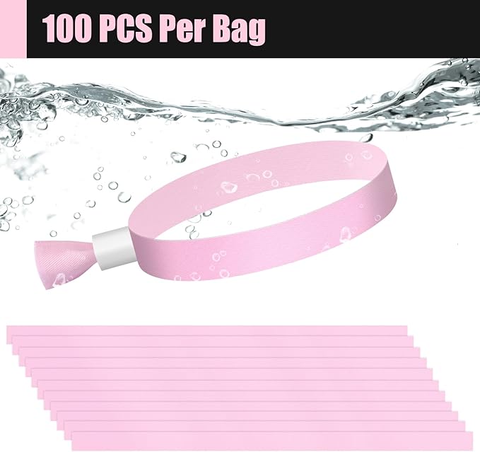 100 Pcs Cloth Event Wristbands, Event Wristbands, Colored Wrist Bands for Events, for Lightweight Concert Wrist Strap for Activities, Party Bracelets for Events (Color : Pink)