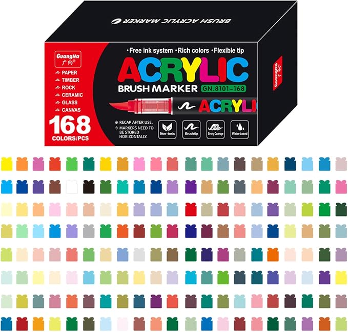 Acrylic Paint Markers Pens, 168 Vivid Colors Acrylic Markers Set, Direct Liquid - Image 4