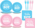 96 PCS Gender Reveal Party Supplies Gender Reveal Plates and Napkins Baby by Tevxj