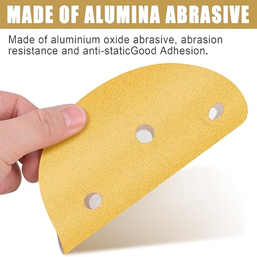 6 Inch - 6 Hole Hook and Loop Sanding Discs 150 Grit, Random Orbital Sandpaper for Automotive and Woodworking - 100 Pack