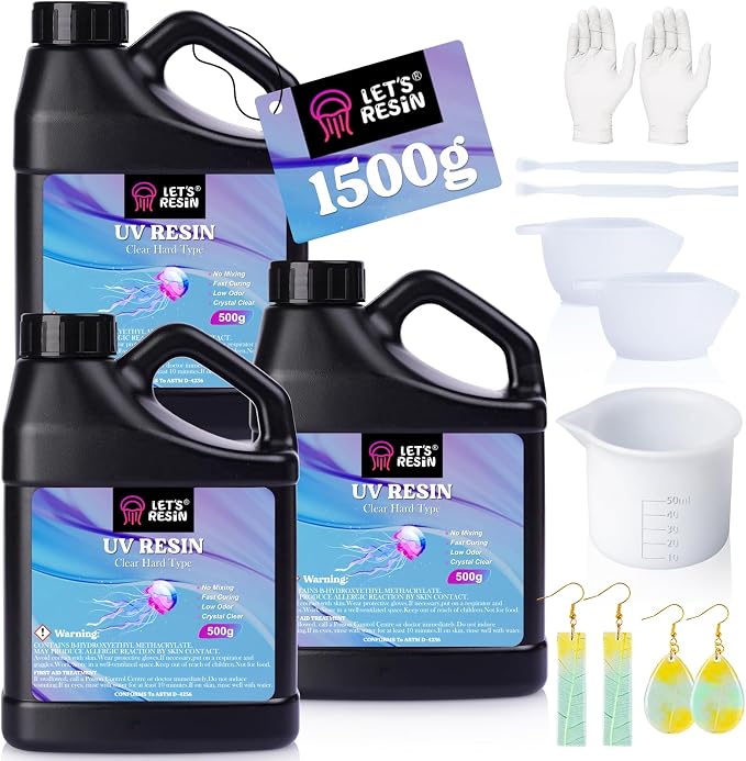 LET'S RESIN UV Resin, 1500g Odorless, Low Shrinkage, by LETSRESIN