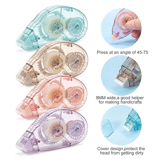 4 Pack Double Sided Tape Roller, Scrapbook Supplies, Glue Tape Roller - Image 3