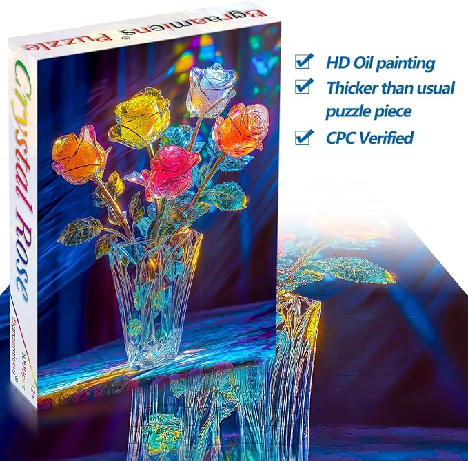 Bgraamiens Rose-1000 Pieces Rose Flowers Puzzle - Image 2