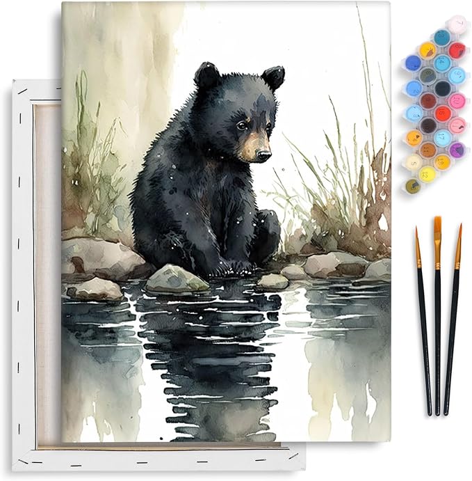 Yezavesu 12x16 Inch Bear Framed Paint by Numbers Kit by Yezavesu