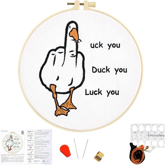 Middle Finger Duck Embroidery Kits by Unknown