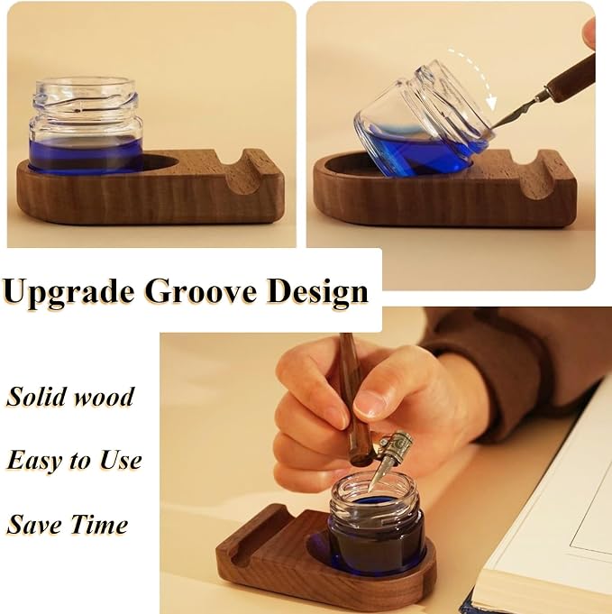 Upgrade Wooden Tilting Calligraphy Pen Holder - Image 2