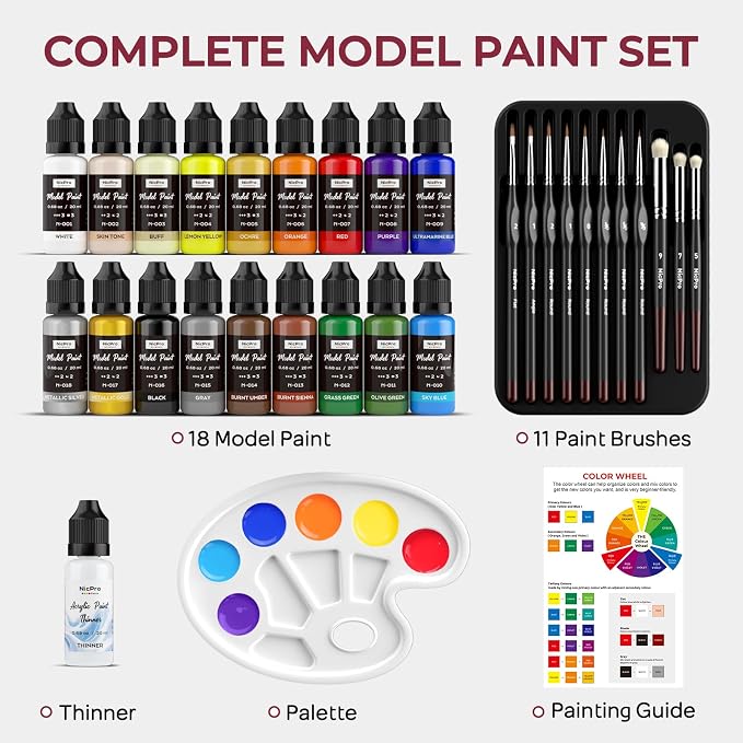 Nicpro All-In-One Miniature Painting Kit, Starter Paint Set - Image 5