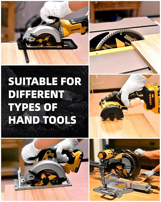 ANGELSWORD 4-1/2 Inch Circular Saw Blade, 7/8" Arbor 24T, Used on Angle Grinder for Framing, Fast Wood Cutting, 3 Pack, with 3/8"&5/8" Bushing