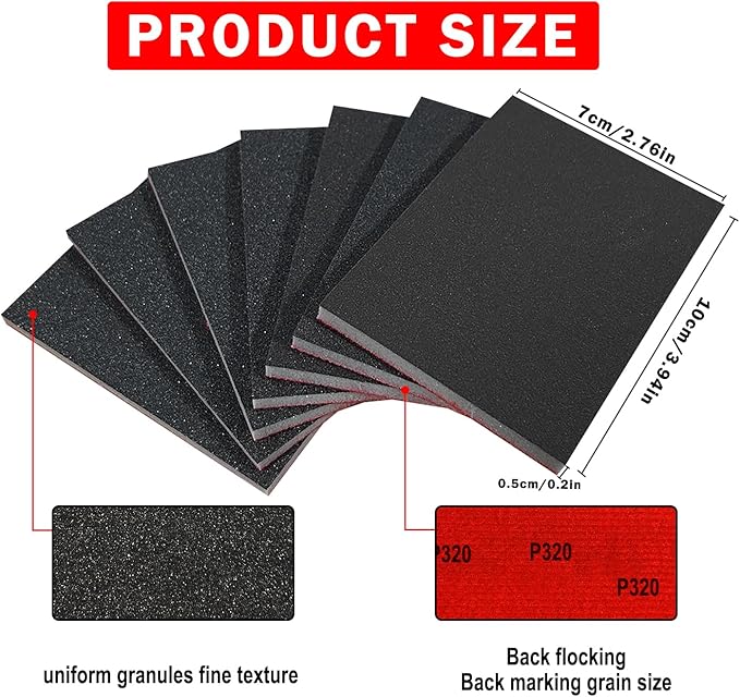 20PCS 3 x 4 Inch 1200 Grit Sanding Sponge, Ultra Fine Sanding Sponges Pads, Soft Foam Hand Sanding Block Dry Wet Sandpaper Blocks for Model Drywall Metal Wood Furniture Polishing