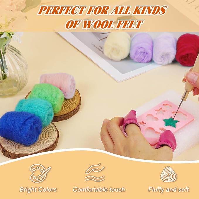 Catopia Needle Felting Kit, Wool Roving 20 Colors Set, Tools - Image 4