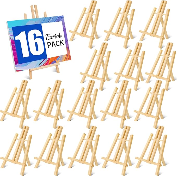 ESRICH 16 PCS 11.8" Wood Easels, Tabletop Easel by ESRICH