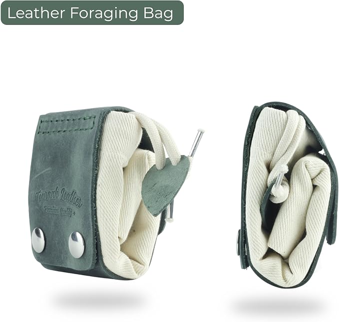 Toprank Leather Foraging Pouch – Collapsible Canvas and Leather Belt Bag - Image 5