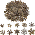 PandaHall 200pcs Flower Spacer Beads, 10 Styles Iron Flower Bead Cap Filigree by PHPandaHall