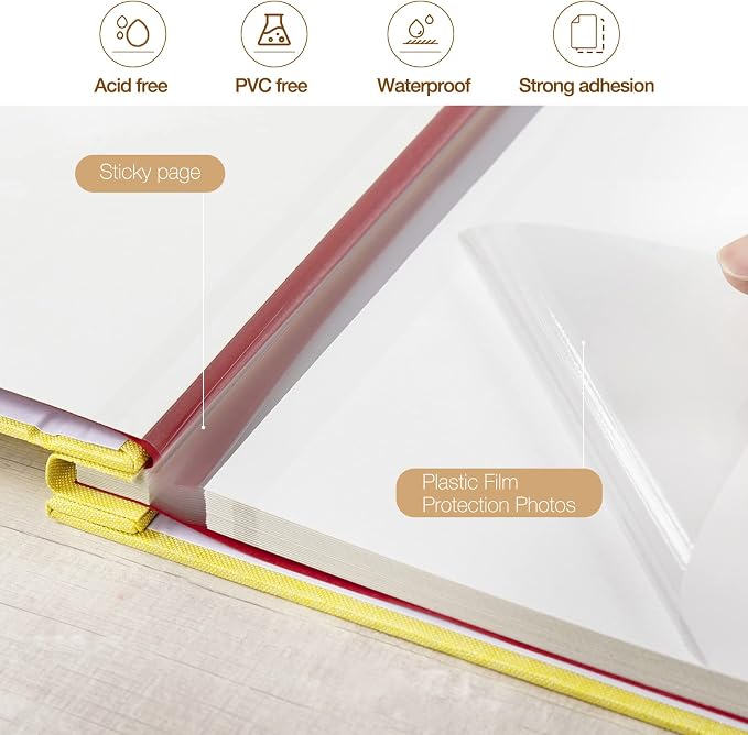 potricher Large Photo Album Self Adhesive 4x6 5x7 8x10 Pictures Linen Cover 40 - Image 4