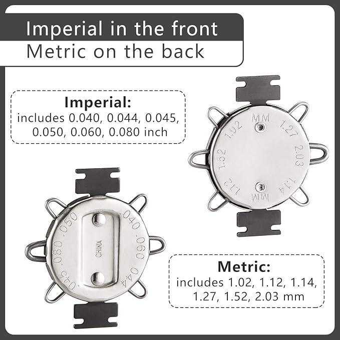 2 Pieces Spark Plug Gap Gauge Tool Spark Plug Gauge Measuring Tool Metric Standard Inches Gapper for Motorcycles