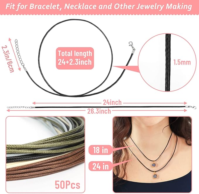 Necklace Cord, Paxcoo 50Pcs Necklace String Rope - Image 4