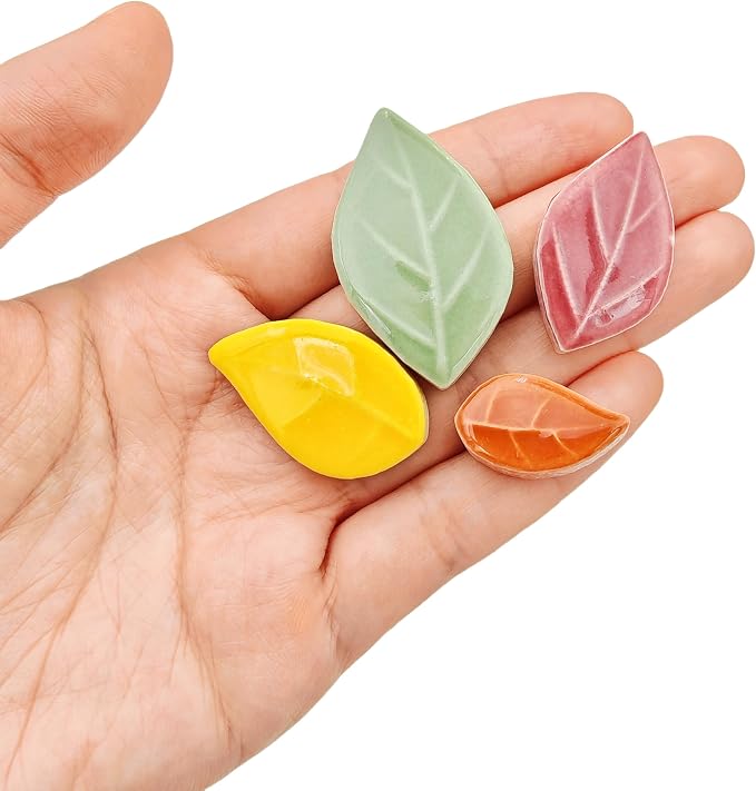 500g/1.1lb Leaf-Shaped Ceramic Mosaic Tiles, Ceramic Mosaic Pieces - Image 3