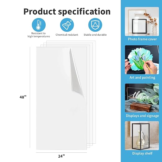 Art3d 5-Pack of 24×48" PET/Plexiglass Sheets, Transparent Clear Flexible - Image 8