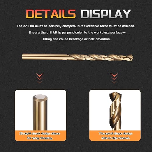 Drill Bit, 7/64" Cutting Diameter (2.778mm), 4241 HSS Black and Gold 118° Cutting Angle Versatile Jobber Bits - (Applications: for Drilling Plastic Wood Soft Thin Metal), 12-Pieces
