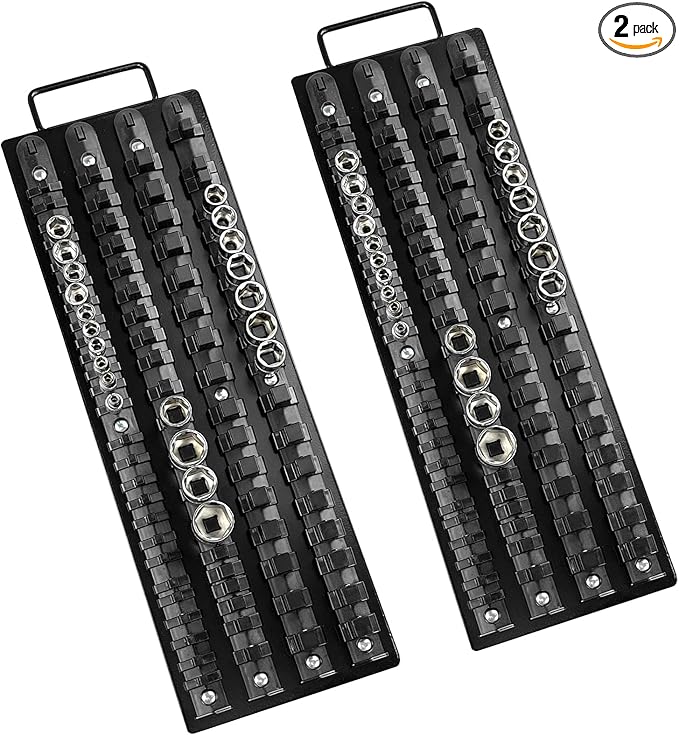 160Pcs ABS Socket Organizer Driver Socket Holder，ABS Tools-Socket Holder，1/4-Inch x 52 Clips，3/8-Inch x 60 Clips, 1/2-Inch x 48 Clips，Premium Quality Socket （2 Pack）