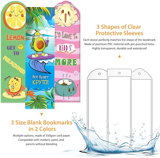 240 Pcs Kraft Paper Blank Bookmarks, 3 Sizes 2 Colors Bookmark Making Kit - Image 3