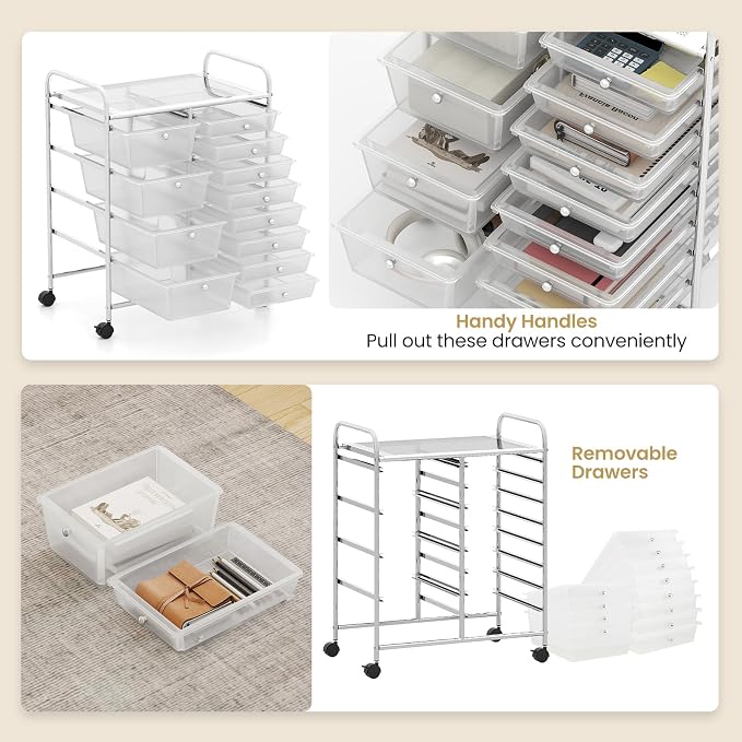 BECOMFORT 15-Drawer Rolling Cart - Image 6