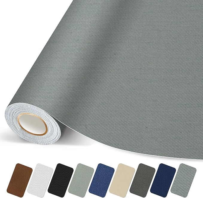 Canvas Repair Patch, 35X79 Inch Strong Sticky Fabric Repair Tape, Self-Adhesive Fabric Patch for Sofas, Tote Bags, Clothing, Car Seats, Furniture (Grey, 35X79 Inch)