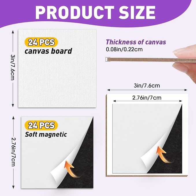 ESRICH 24 Pack 3x3IN Mini Magnetic Canvas Panels, Small Canvases - Image 3