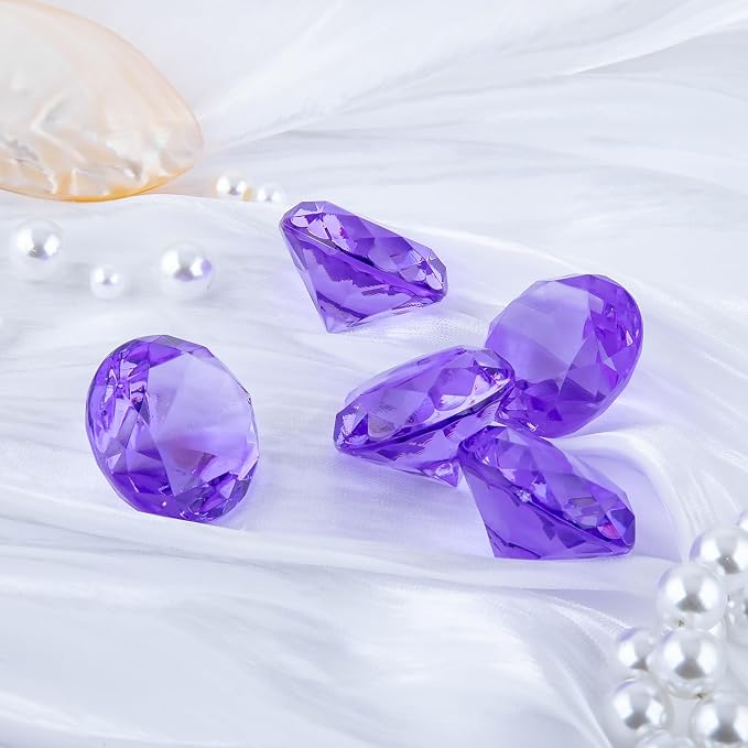 Niceup 26PCS Purple Fake Diamonds Big Gem Toys, 1.5in Pool Diving Gems Acrylic - Image 2