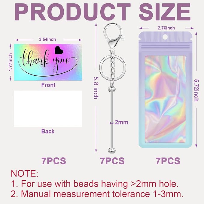42/84/126 Pcs Beadable Keychain Bars Bulk Blank DIY Beaded Keychain Making - Image 2