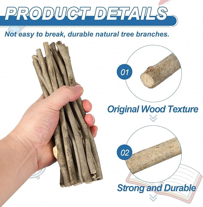 PATIKIL 25 Pcs 8inch Wood Log Sticks, 0.24-0.39inch in Diameter Natural - Image 3
