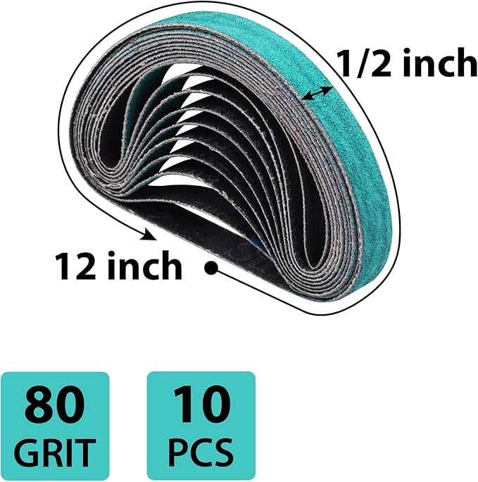 20 Pack 1/2" x 12" Knife Sharpener Sanding Belts for Official Work Sharp Knife & Tool Sharpener (WSKTS & WSKTS-KT/Mk.1 & Mk.2) - 80 Coarse Grit Replacement Sharpening Belts