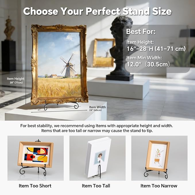 Artliving Plate Stands for Display, 17 Inch Black Iron Easel Plate Display - Image 5