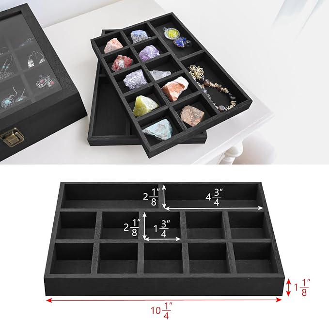 MOOCA Tempered Glass Jewelry Box Organizer, Two-Layer Jewelry Display Case - Image 3