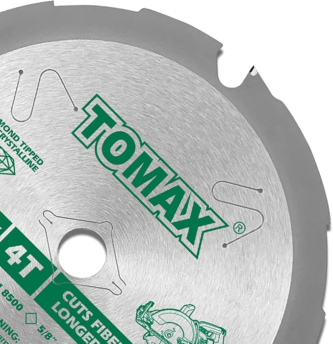 PCDM61204 6-1/2 Inch 4 Tooth Polycrystalline Diamond Tipped (PCD) Hardie Fiber Cement Saw Blade with 5/8-Inch DMK Arbor