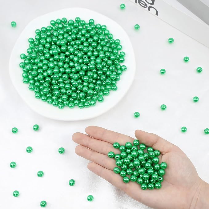 DUQGUHO Green Beads for Jewelry Making 8mm Green Pearls for Crafting - Image 5