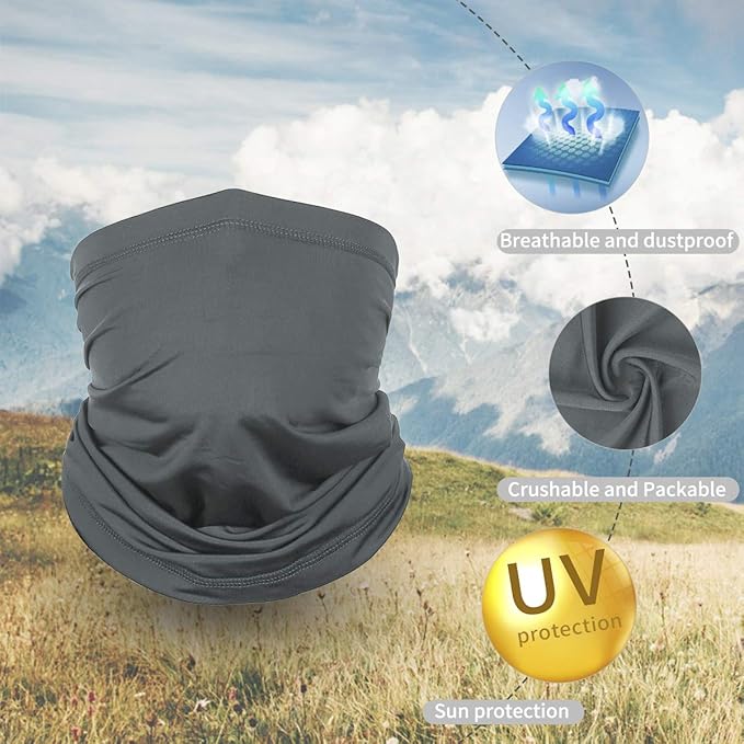 Achiou Cooling Neck Gaiter Face Cover Scarf, UV Protection Mask for Men and Women,Soft Windproof, Hiking Cycling Running