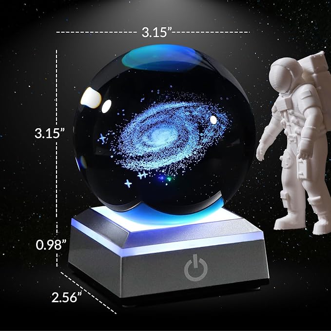 3D Galaxy Crystal Ball Night Light 3.15 inch Glass Ball Table Lamp - Image 5