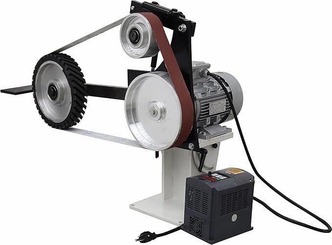 Belt Sander Variable Speed Power Bench Sander 2X71inch Vertical and Horizontal Belt Sander for Metal Working & Knife Making With 3 Grinding Wheels and Base 110V 1500W