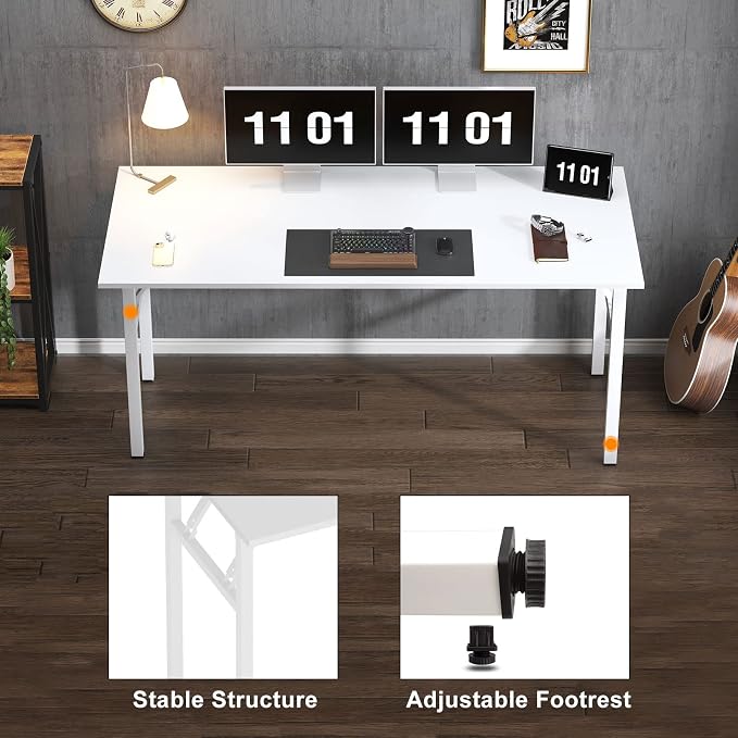 Need Large Folding Computer Desk, 62 Inch Writing Table, Metal Frame, Sturdy - Image 8