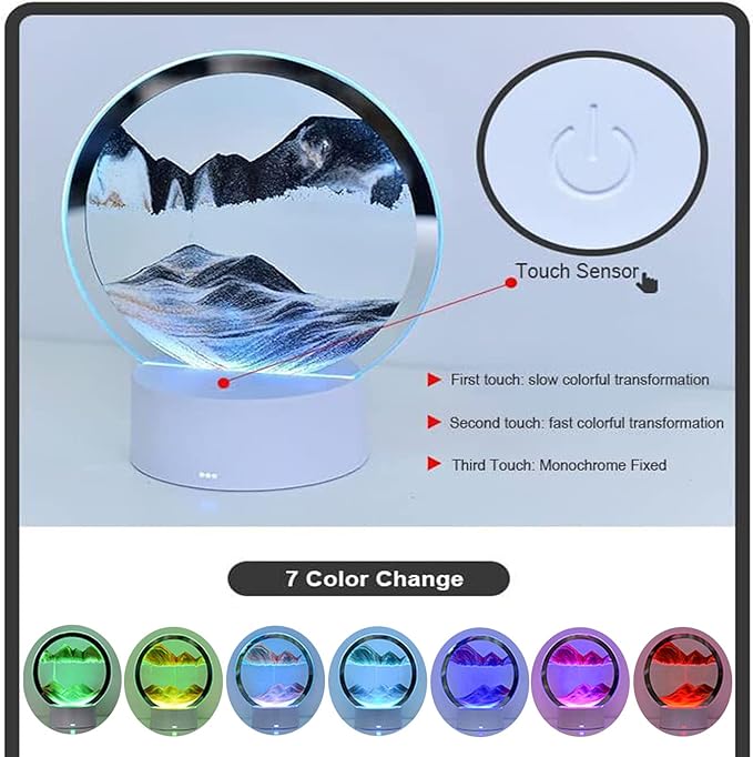 3D Moving Sand Art with Remote Control, 360° Rotating Hourglass Lights - Image 5