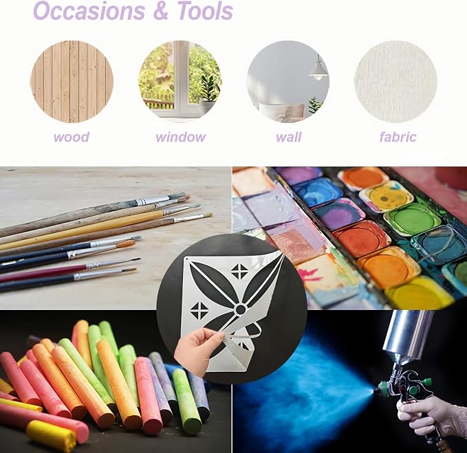 Flower Stencils for Painting, Professional Art Drawing Templates 64PCS 3x3 - Image 5